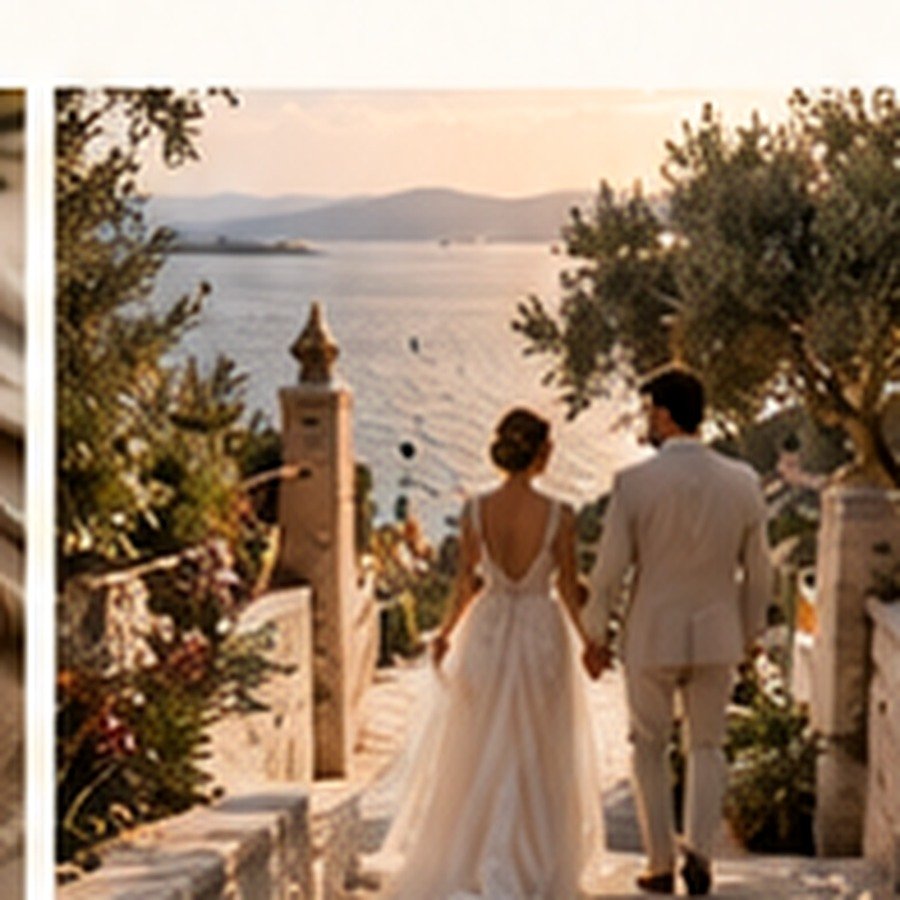 Wedding couple overlooking the Adriatic
